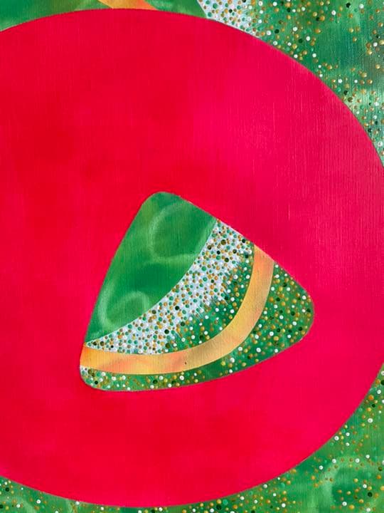 油絵 現代アート 赤&緑Ⅱ 作者あんどうまさひろ 油彩画