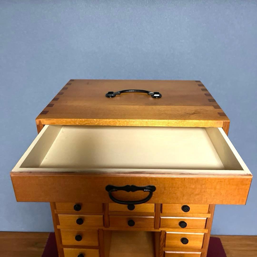 小物入れ』22個 多段引き出しキャビネット 自然な木目仕上げ 薬棚薬箪笥