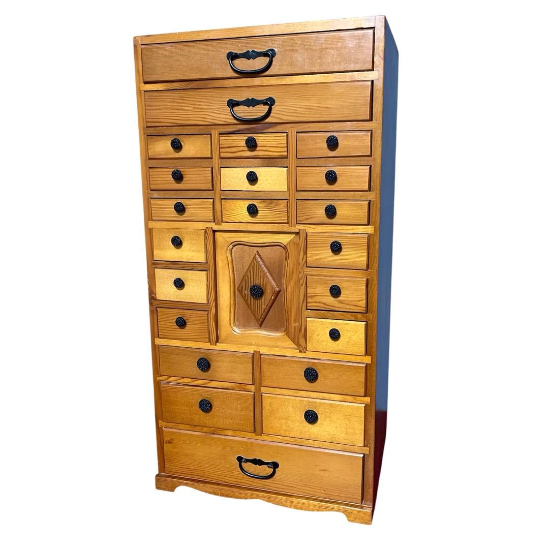 小物入れ』22個 多段引き出しキャビネット 自然な木目仕上げ 薬棚薬箪笥