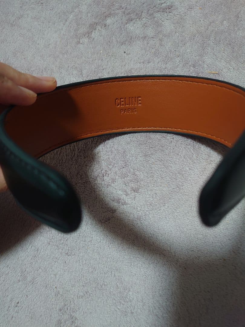 新品CELINEセリーヌトリオンフレザーヘアバンドカチューシャブラック訳あり