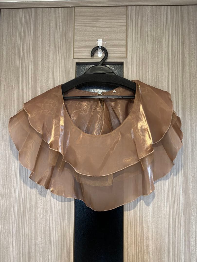 アシンメトリーティアードフリル3WAYベロアIラインドレスワンピース ブラウンM