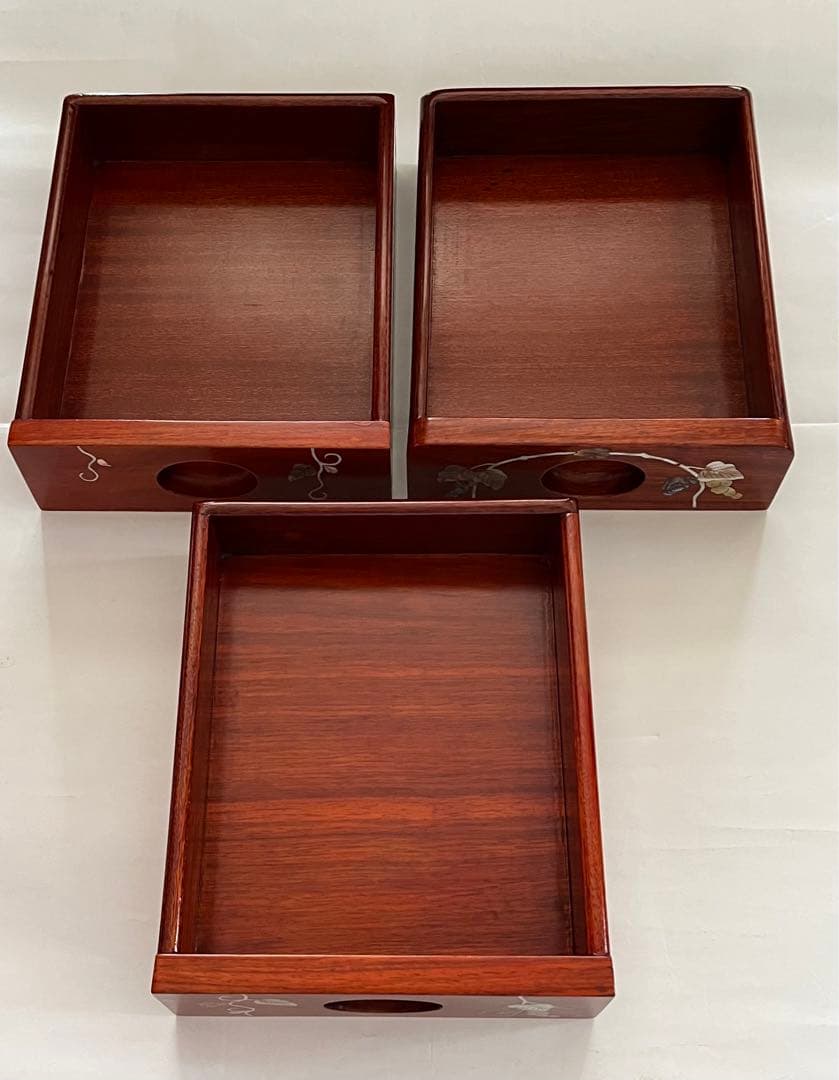 花梨 螺鈿家具 唐木 螺鈿細工 小引出し 3段 李朝 小型チェスト