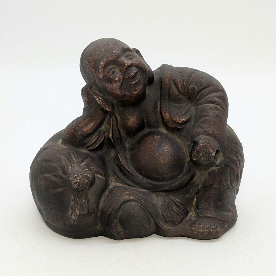 明治大正期 備前焼 布袋置物 布袋尊像 布袋様 七福神 縁起物 骨董品 古