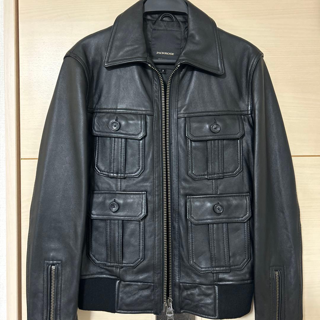 ジャックローズ ブラックレザーシングルライダースジャケット サイズ3