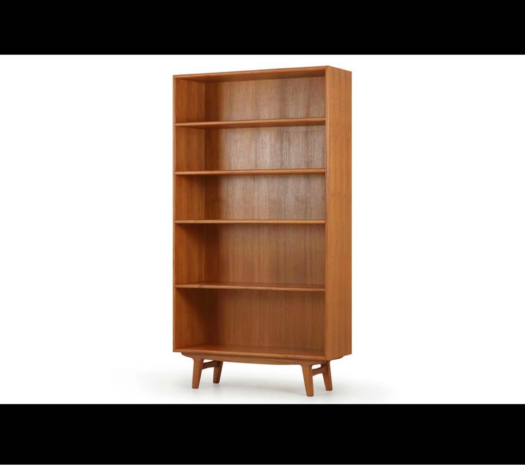 ミッドセンチュリー ビンテージ家具 木製モダン本棚 5段 ブラウンの