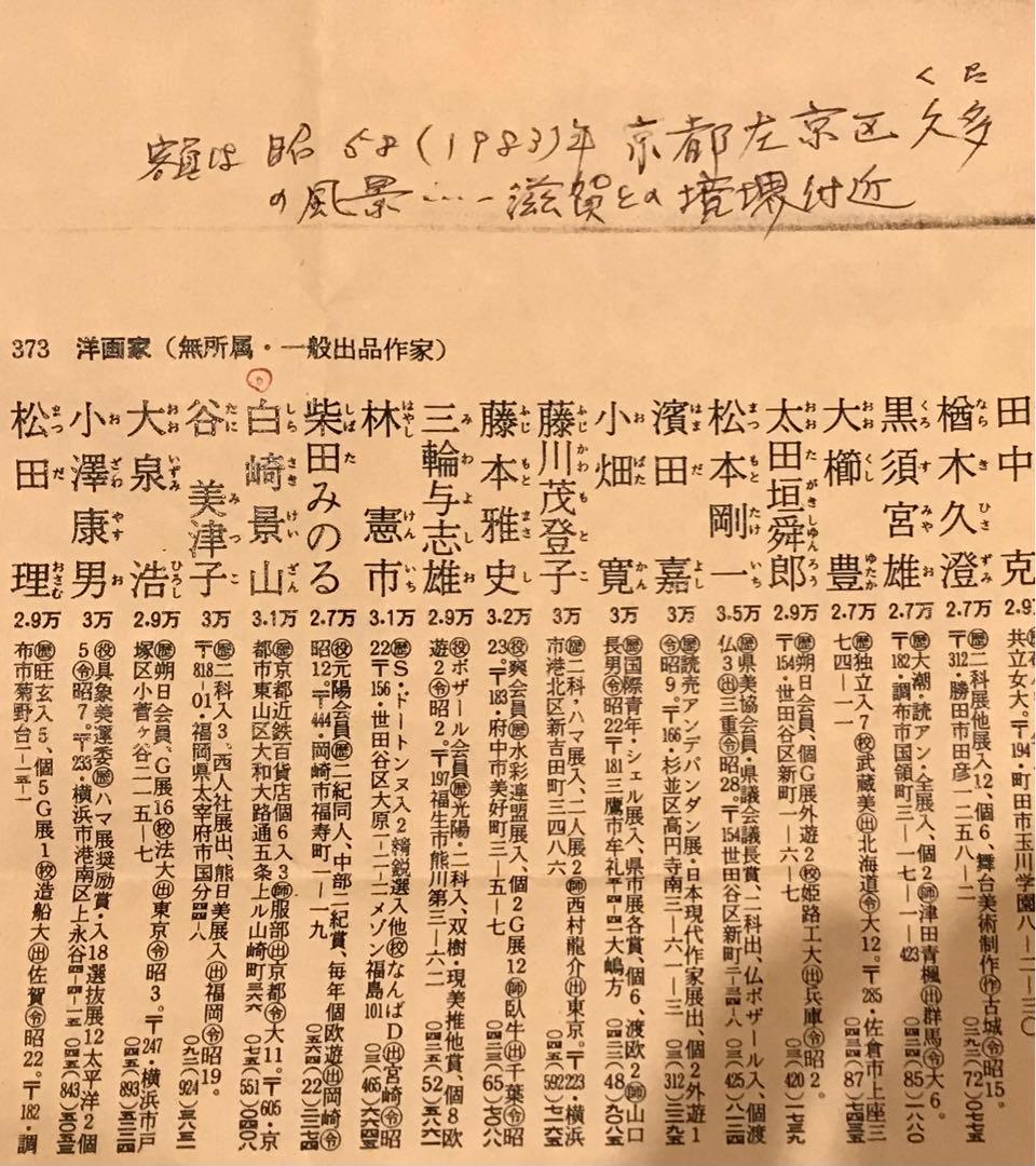 《真作》白崎景山　久多　油絵　F6号　額装　絵画　美術品　風景画　田舎の景色