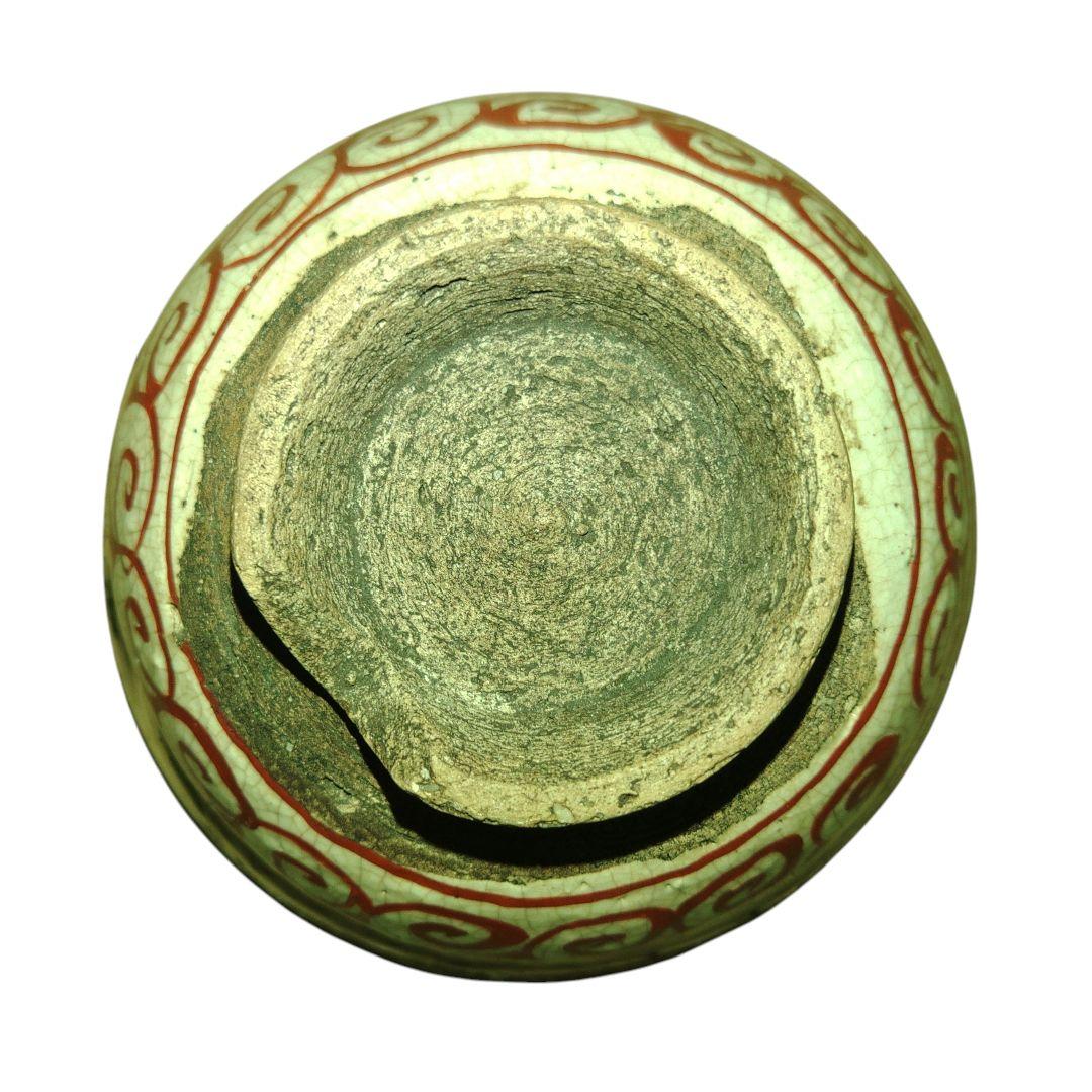 青木木米 呉州赤絵草花文茶碗 時代古作 木箱付