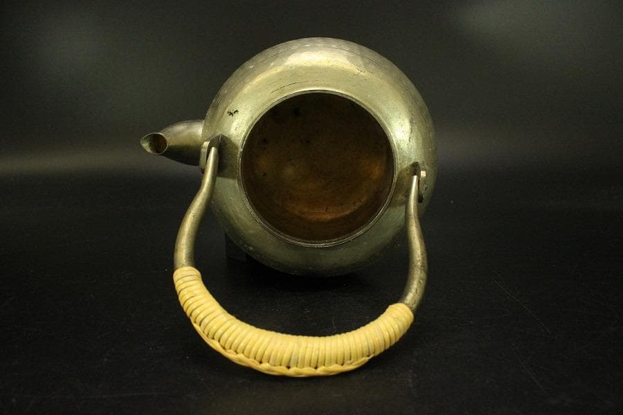 燻銀 銅製 水注 瓶 茶道具(ZE481)