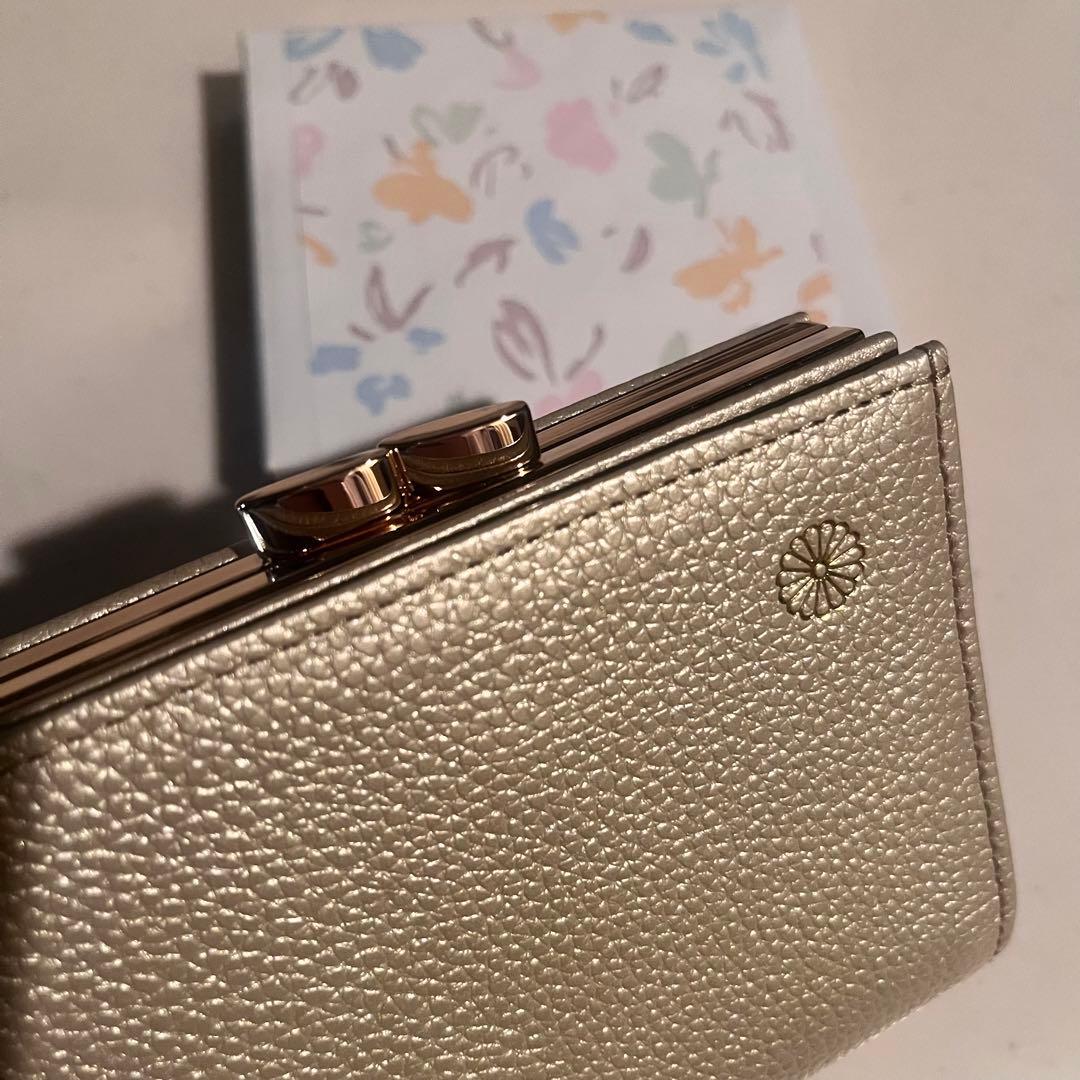 皇居限定　二つ折りがま口財布　ゴールド