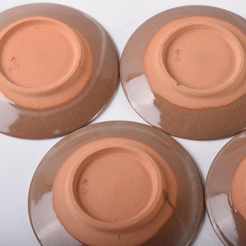 和食器 三浦竹軒作 一力皿 五客 共布共箱 C 7986