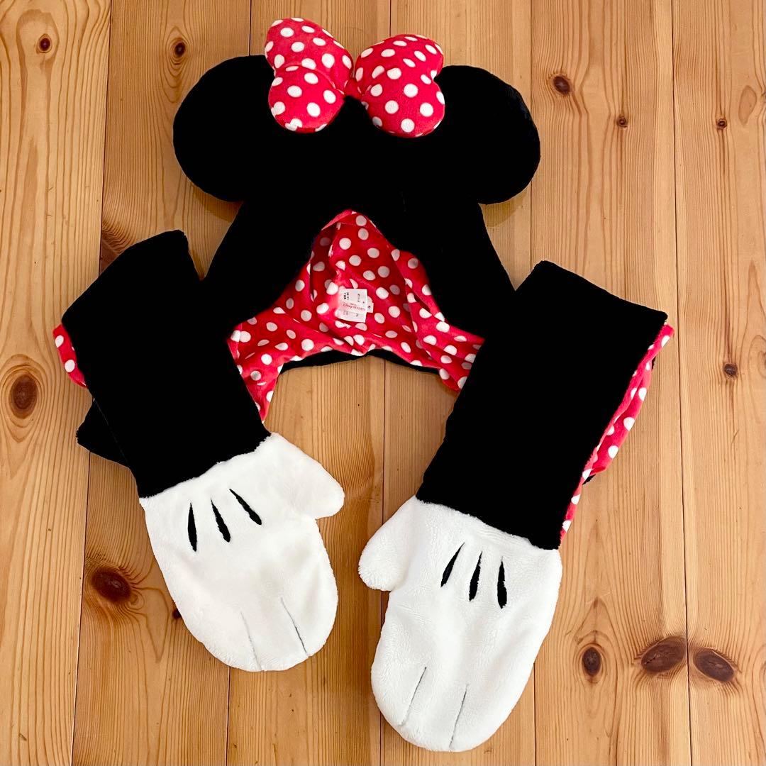 ディズニー ミニー】マフラー 手袋 ファンキャップ カチューシャ