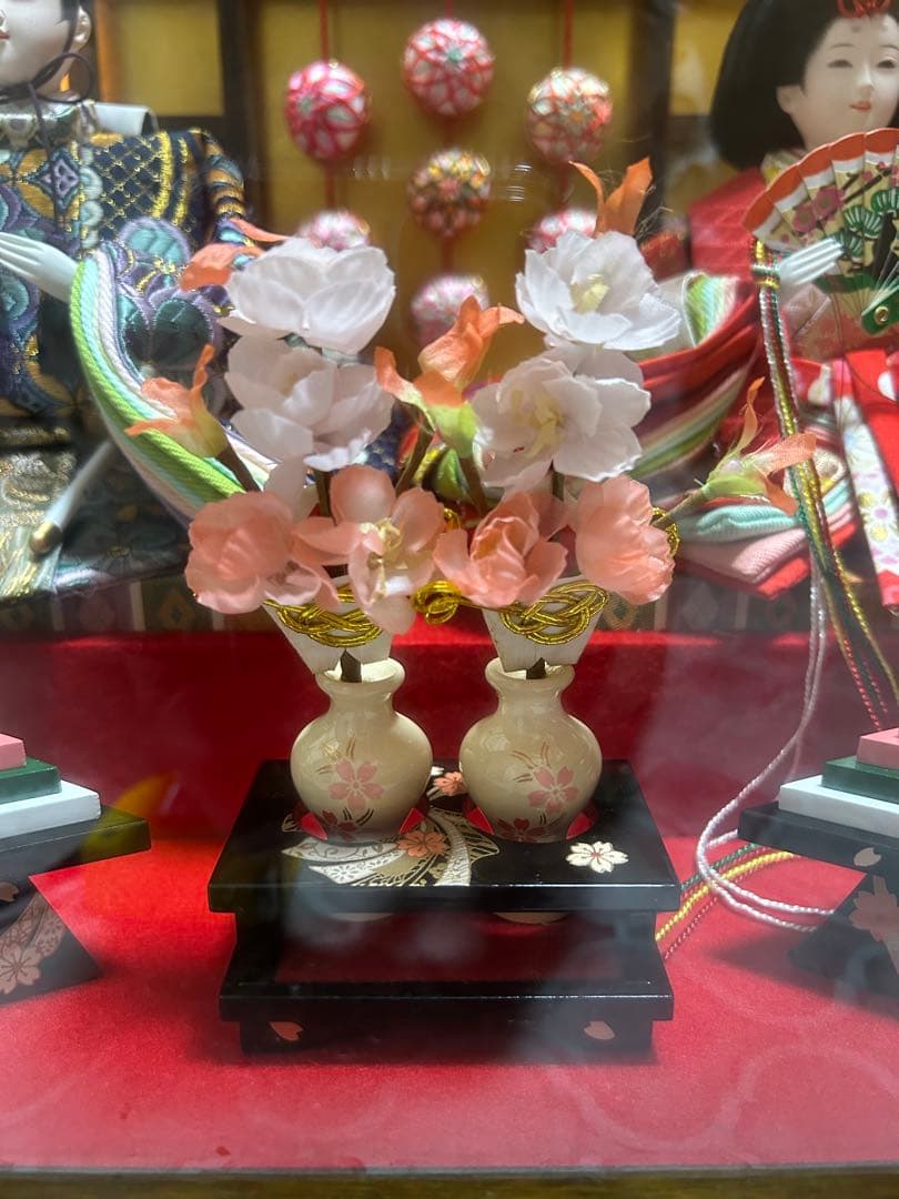 雛人形セット　ガラスケース入り　オルゴール付き