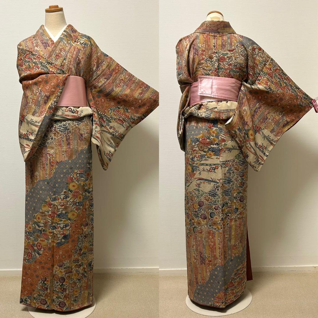 袷】西岡都巳二 紅型 訪問着12084