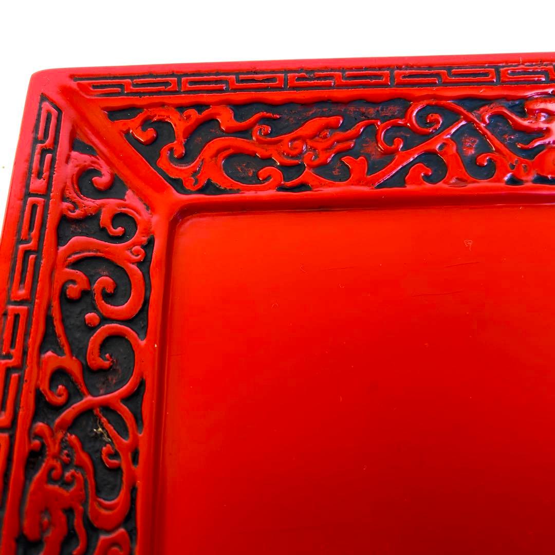 【希少】美品　漆器 堆朱 木製　手彫り　彫刻漆器 仙台堆朱 蓋付き　重箱　2段