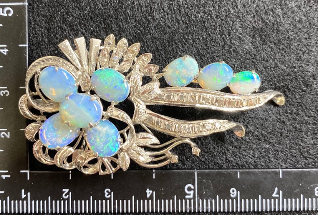 18K刻印 オパールブローチ 12.0g東Y7-0225ア㉜