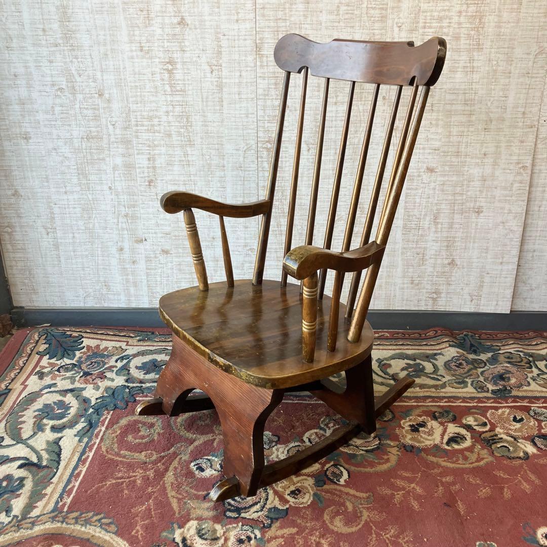 昭和レトロ 木製 ロッキングチェア アームチェア 古道具 古家具 ビンテージ