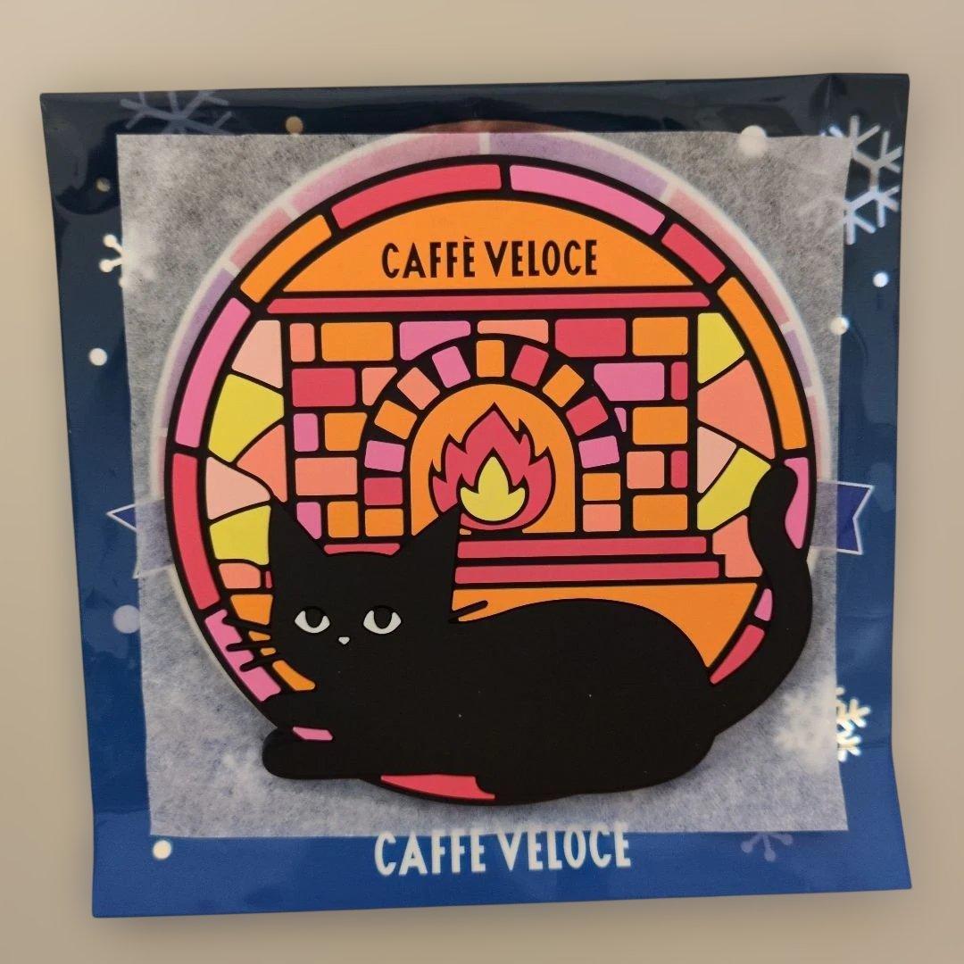 【新品未使用】カフェ・ベローチェ　黒ねこラバーコースター　全種類5枚セット