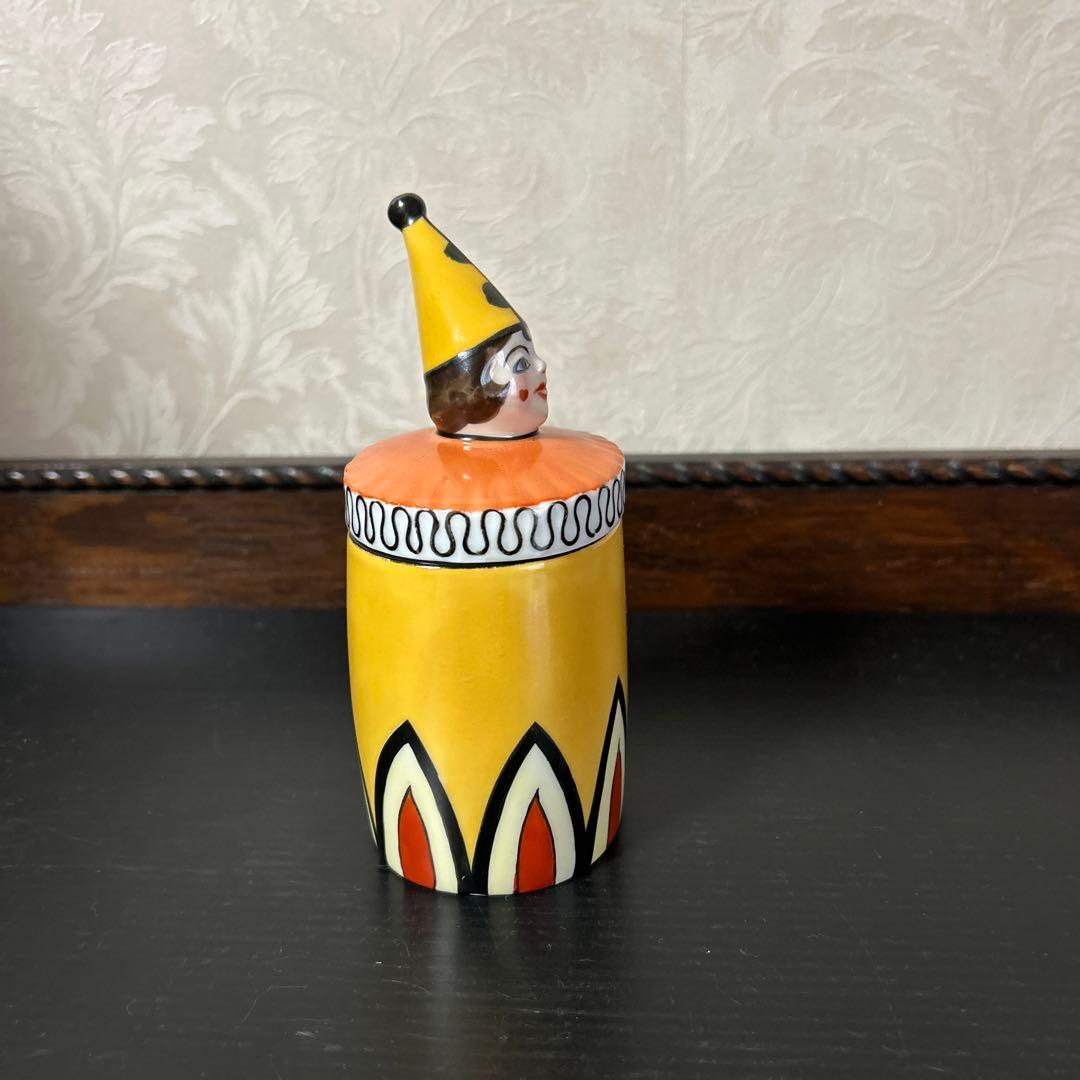 オールドノリタケ　パウダーボックス 蓋物・ケース　ピエロ