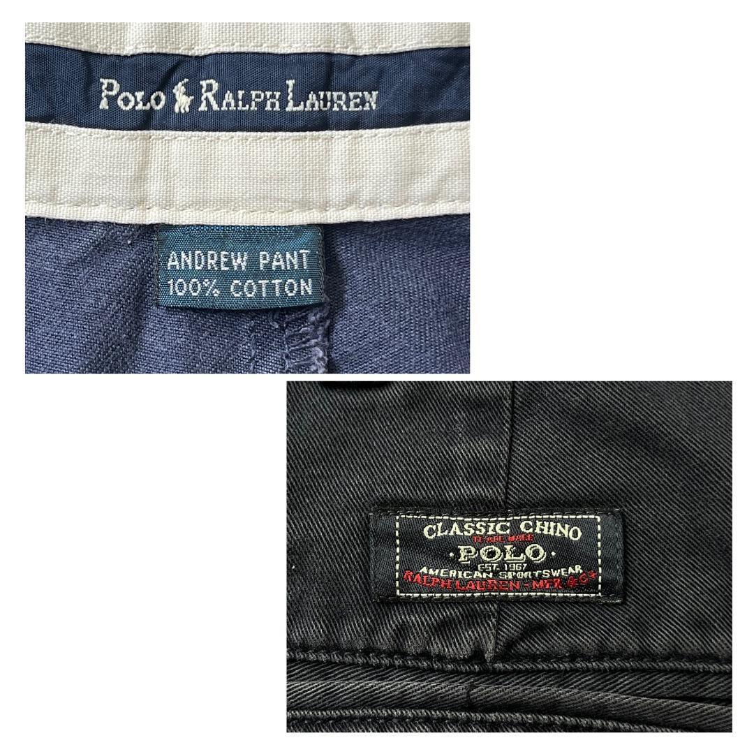 ポロラルフローレン W38 ポロチノ 90s アンドリュー 古着 紺 16612