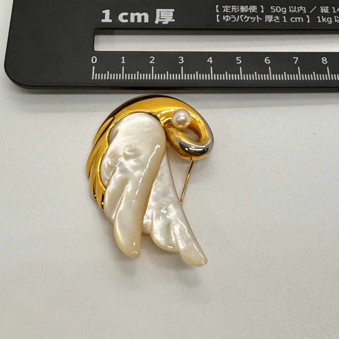 未使用TASAKI 田崎真珠 ブローチ パール白蝶貝スワン白鳥シェル