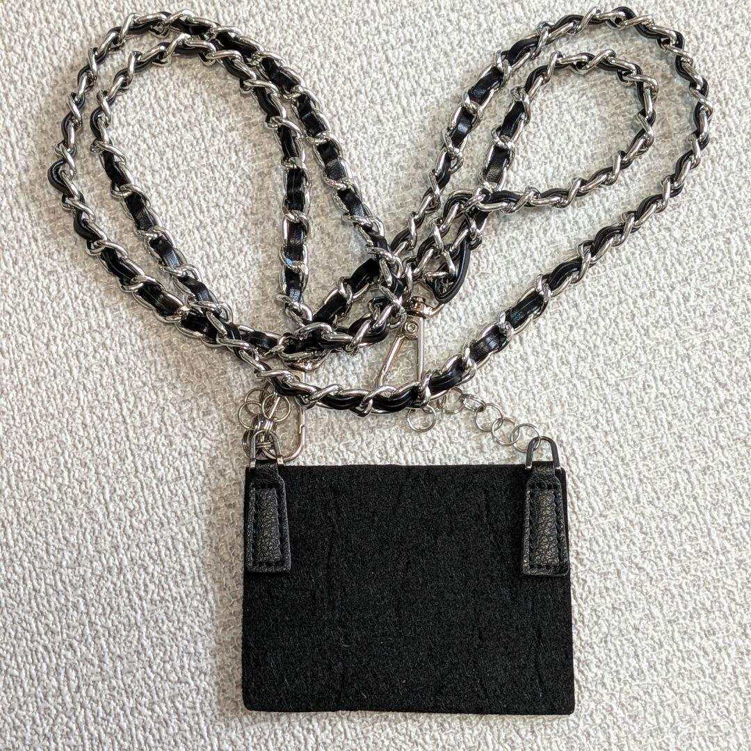 シャネル　黒　ビコローレ　バイカラー　折り財布　ミニ財布　ショルダー　ラムスキン