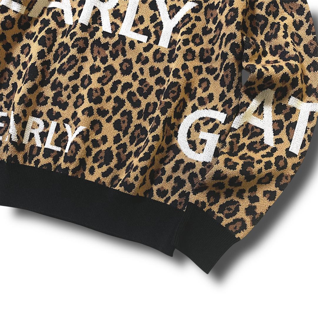 1 新品 パーリーゲイツ ビッグロゴ レオパード ウール混 ニット 日本製051