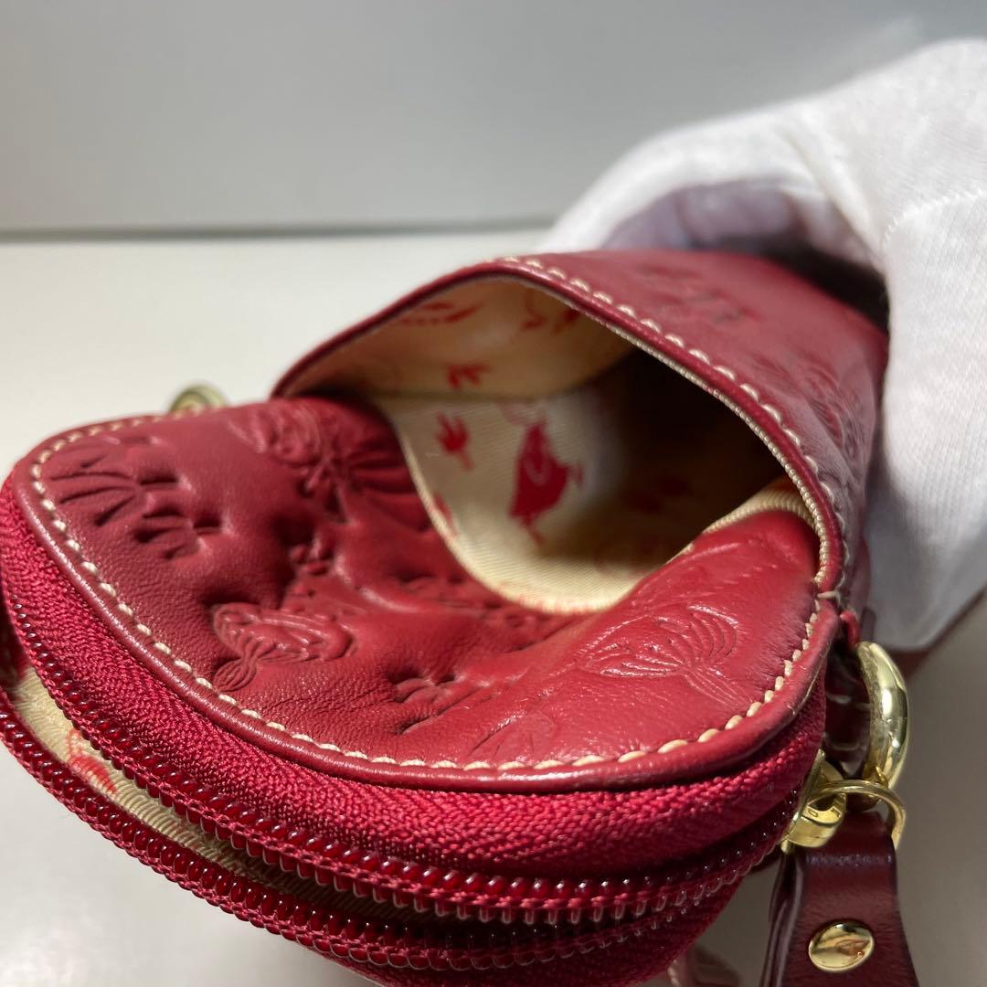 [未使用級] リトルミィ ラム革 スマホポシェット スマホショルダーバッグ