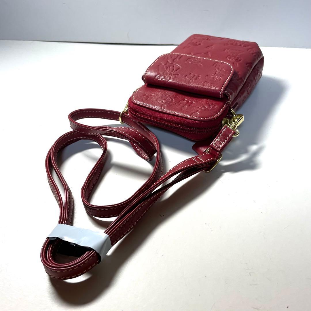 [未使用級] リトルミィ ラム革 スマホポシェット スマホショルダーバッグ