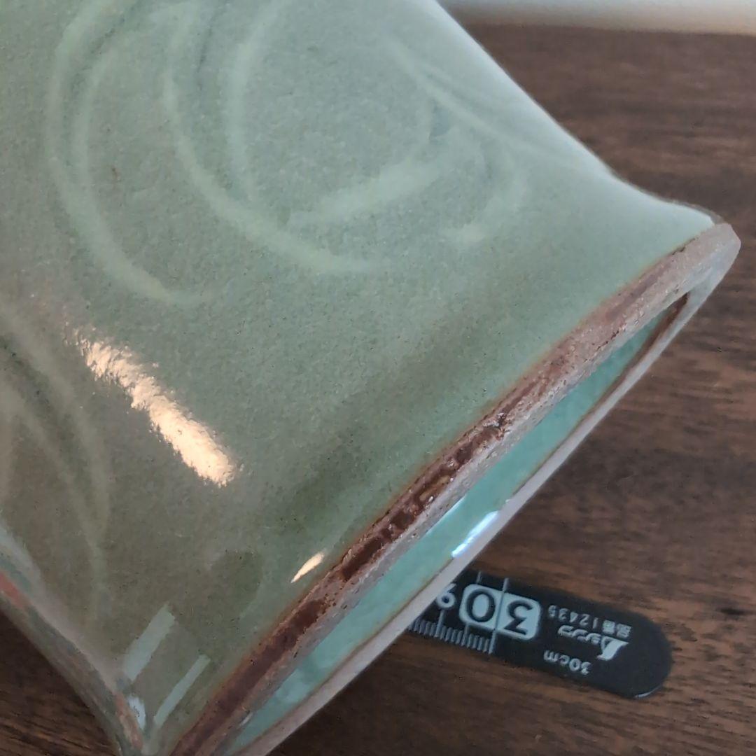 高麗青磁 白黒象嵌 朝鮮美術 梅瓶 骨董 陶芸 陶磁器 33.5cm高程