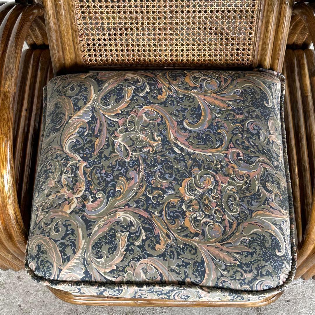 オールドラタン꧂カフェ風✦レトロラタン大型アームチェア 1人掛けソファー