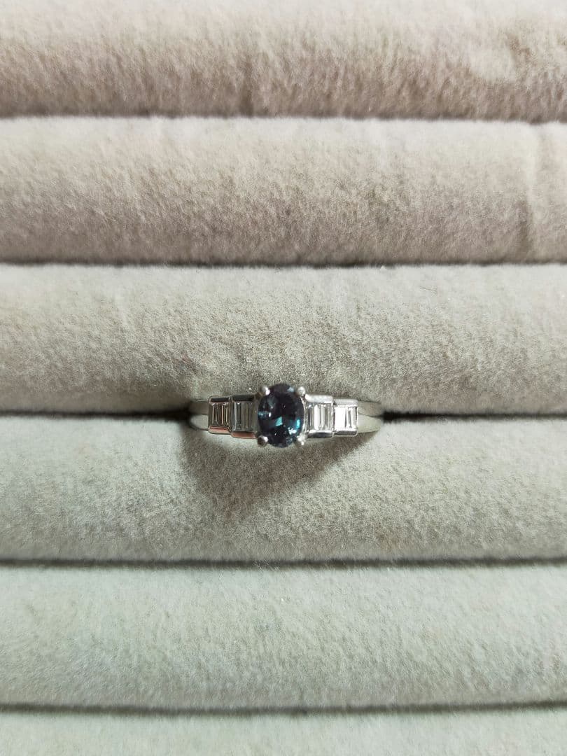 鑑別付き 三越 大粒 アレキサンドライト 0.44ct プラチナリング 指輪
