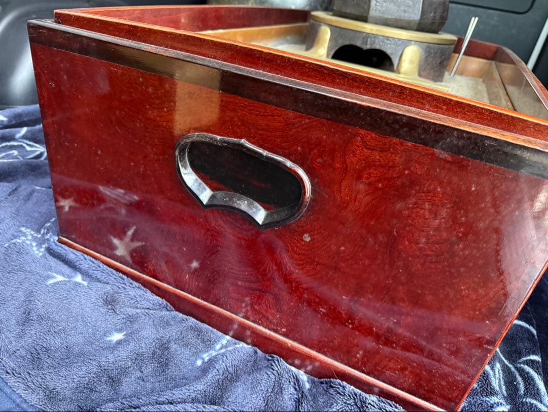 特大・極美品】高級長火鉢 一式 横幅130cm 鉄瓶/灰/五徳/火箸 完備