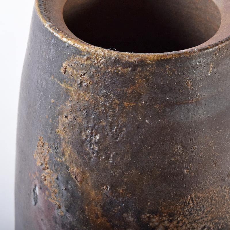 備前焼 人間国宝 金重陶陽作 花入 共箱 D R7820