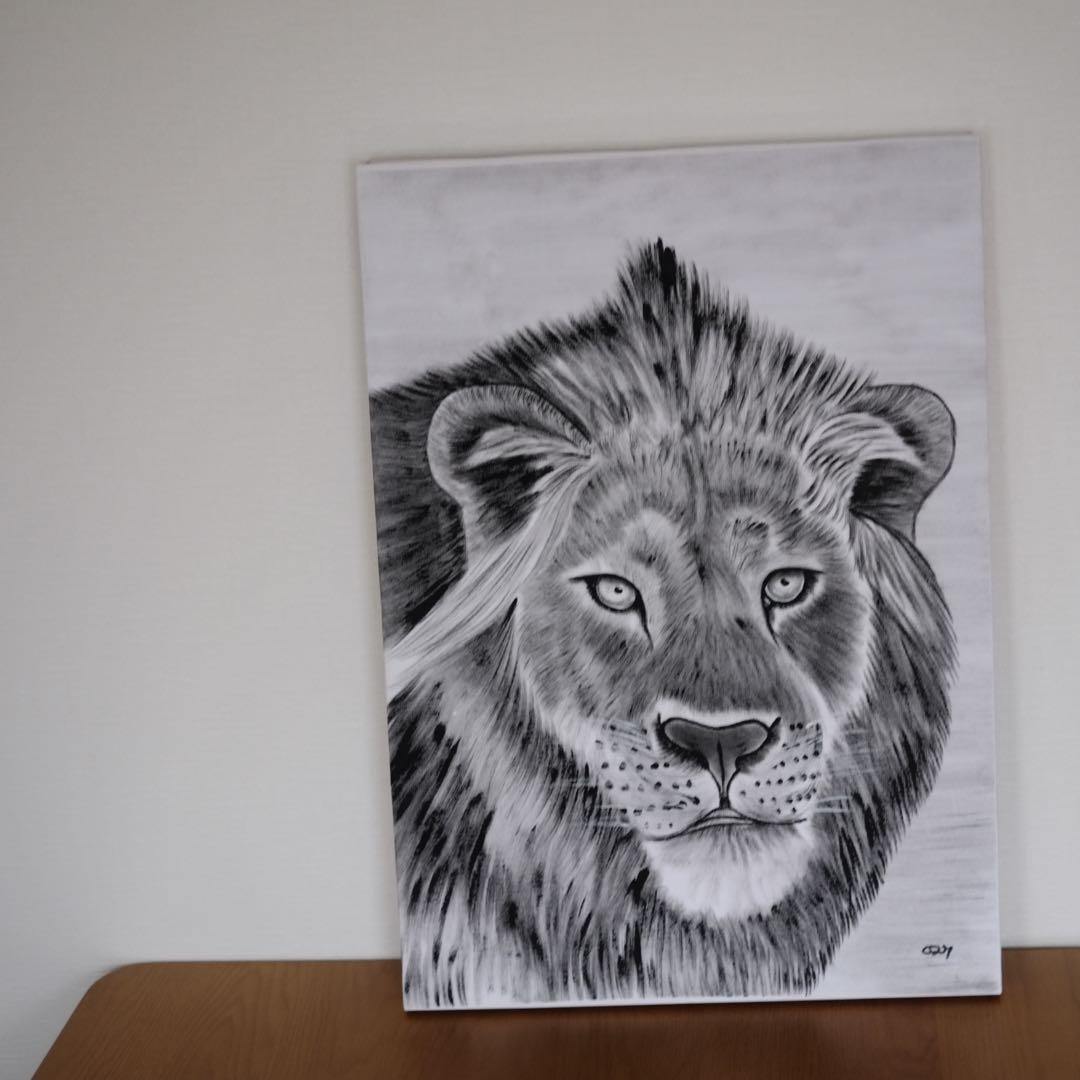 現代アート　虎　刺繍画　絵画　キャンバス