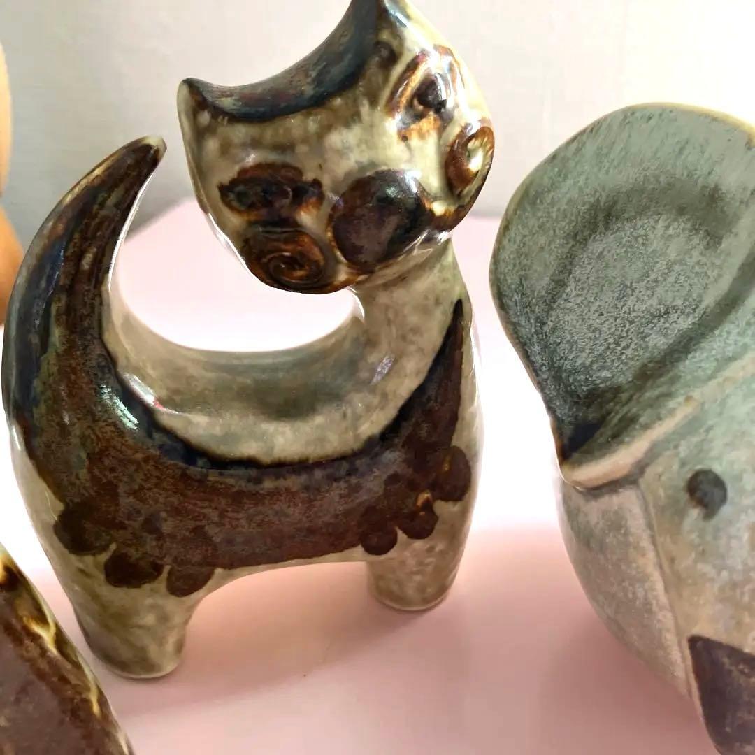 猫と象の陶器フィギュア3点セット スーホルム 廃絶