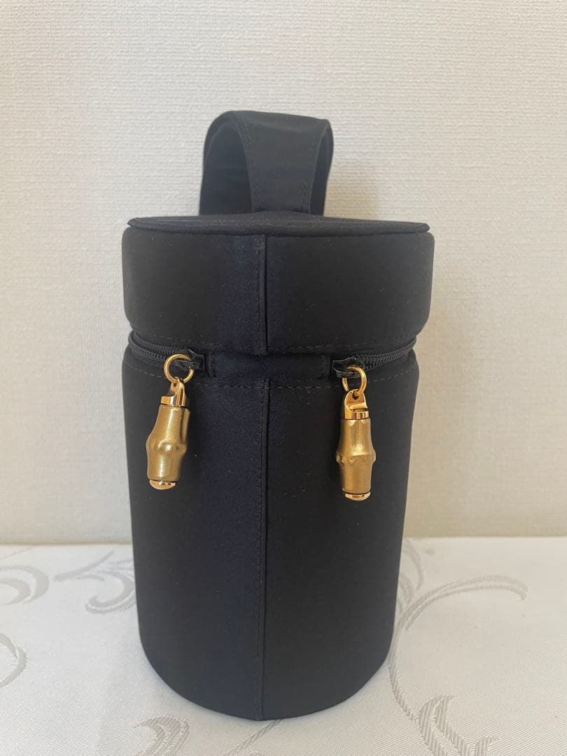 GUCCI グッチ＊ブラックサテン　シリンダーバッグ　黒　美品