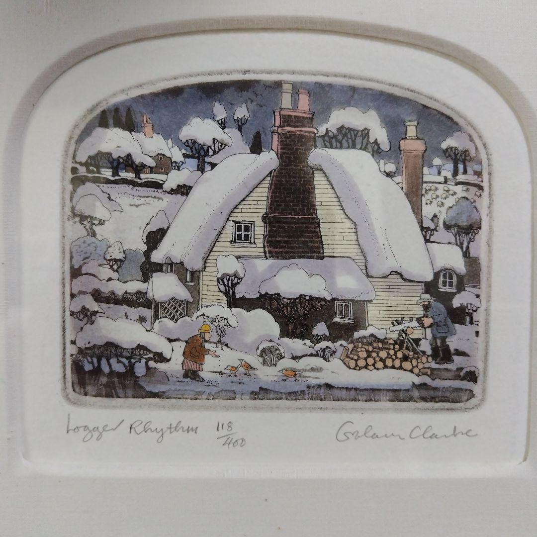 グラハムクラークのリトグラフ作品 木製フレーム付き