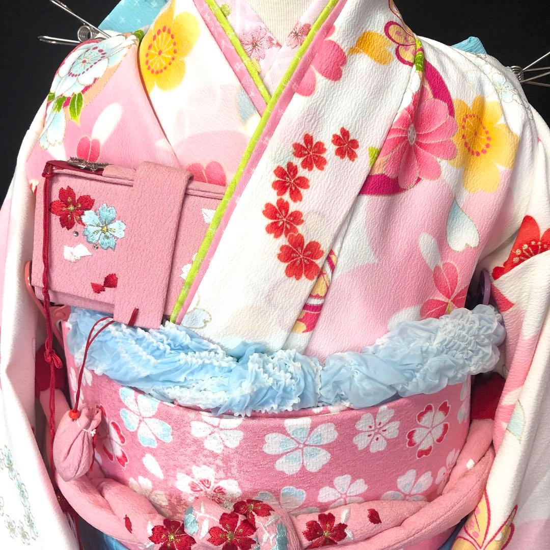 【式部浪漫】七五三　ブランド　7歳　刺繍　着物　作り帯　セット　日本製　女の子