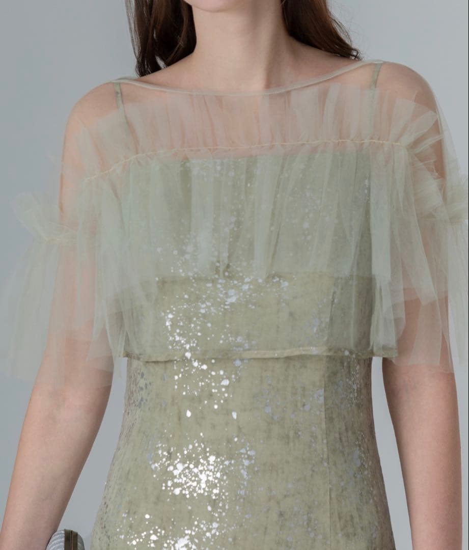 Leja チュールフリルボレロペイントマーメイドドレス　Sサイズ