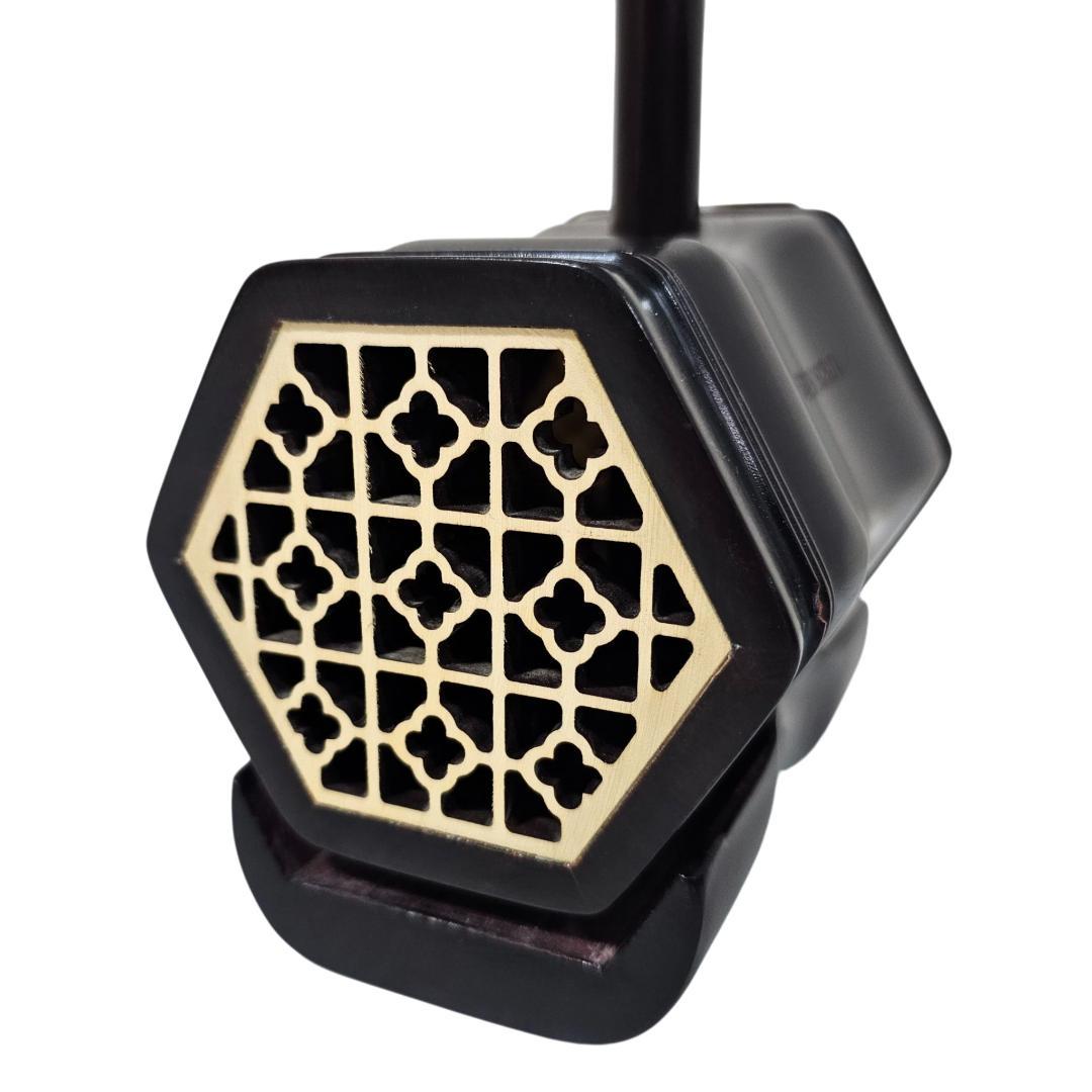 紅木 二胡 蛇皮 六角胴 刻印 弓・ケース付 付属品あり 中国民族楽器 本