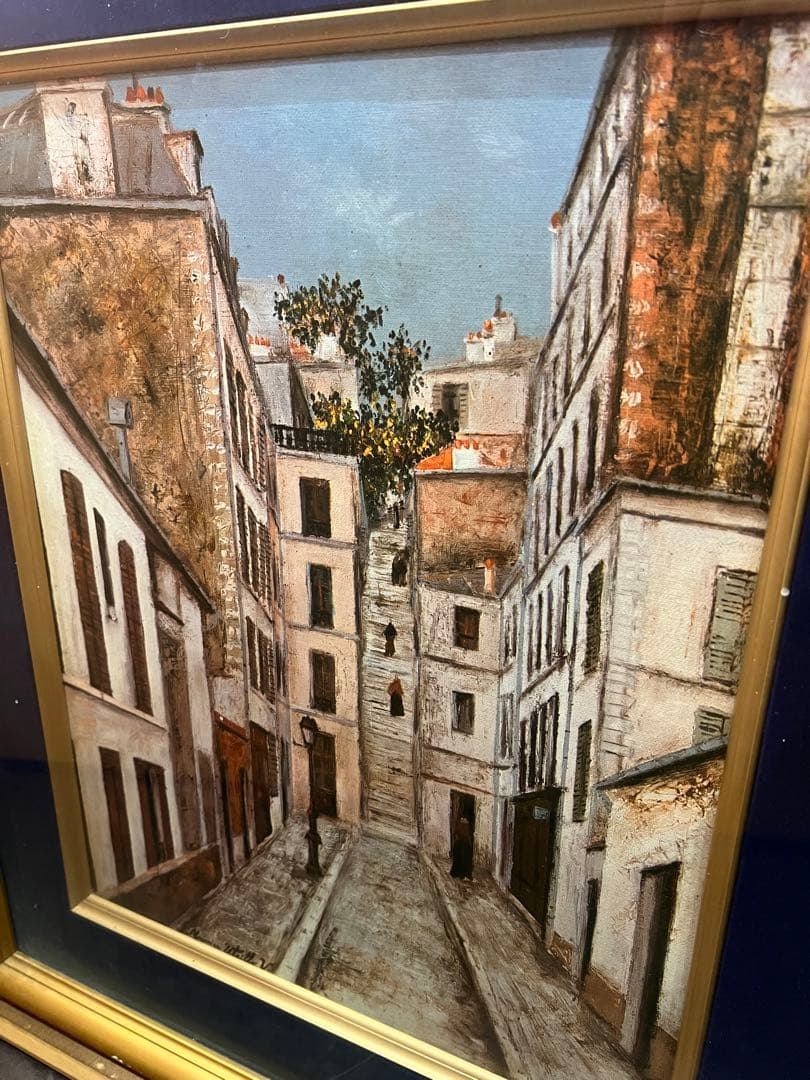 絵画/モーリス・ ユトリロ】コタンの袋小路 美品 額縁