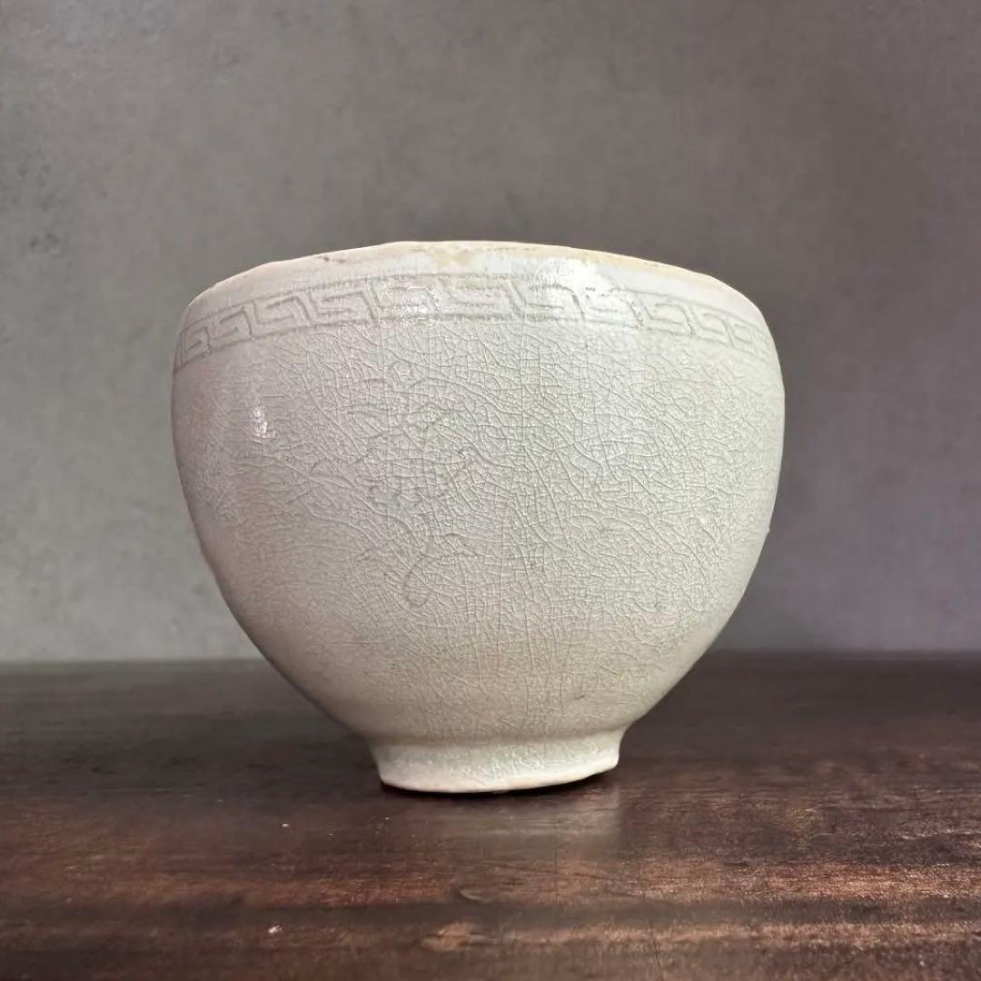 超希少】 高麗 青磁 陰刻 菊花紋 茶碗 朝鮮美術 古玩 骨董 美品