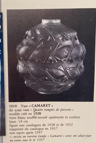 希少なアールデコ☆ルネ・ラリック カマレ 魚群文球形花瓶フロスト14㎝