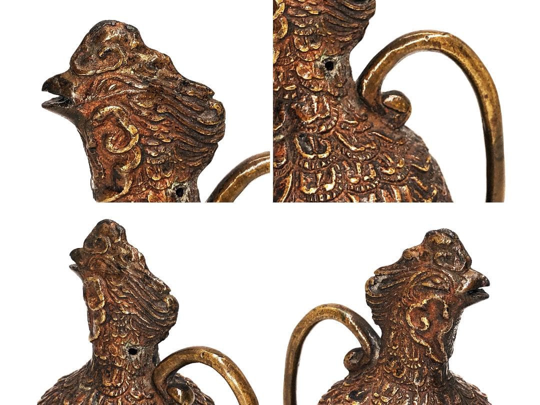 彫金鳳凰水滴 】 万成刻 中華清朝古玩 養生桐箱付 N0905K