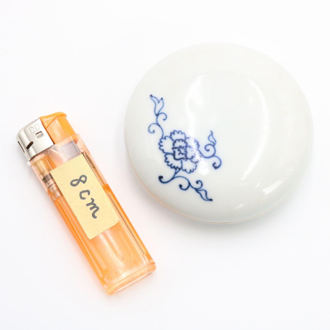 二代 諏訪蘇山作 染付牡丹香合 共箱 茶道具　C156　1F14