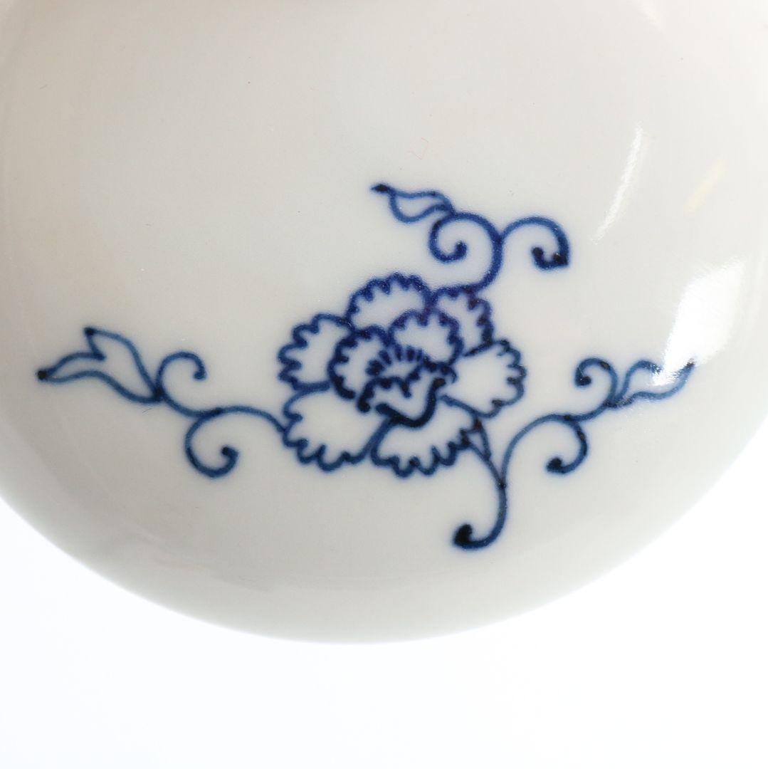 二代 諏訪蘇山作 染付牡丹香合 共箱 茶道具　C156　1F14