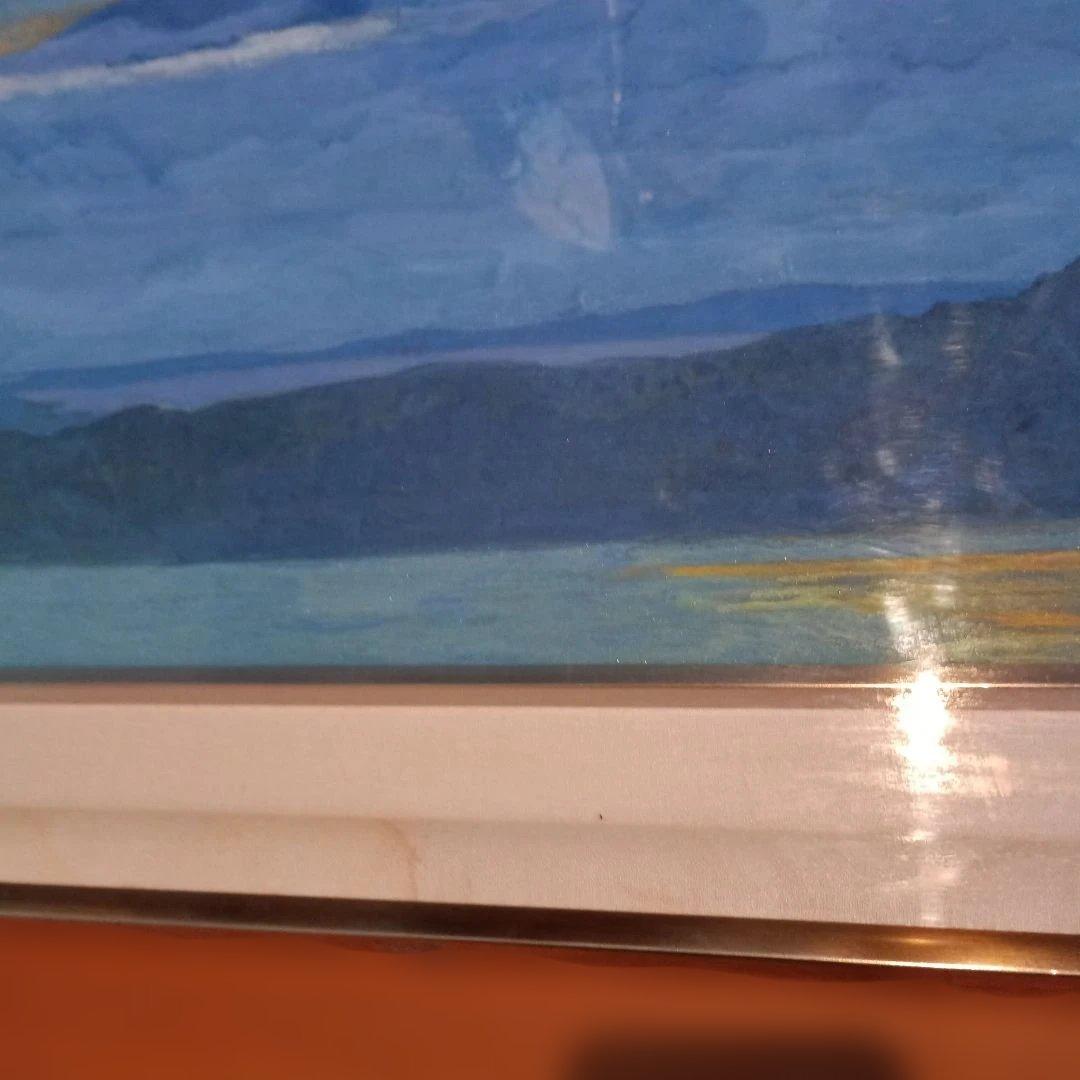 富士山と湖 日本画 アルミフレーム 辰雄