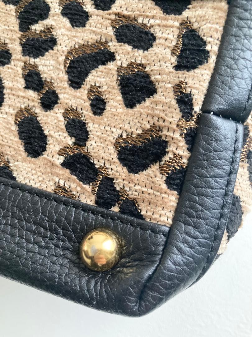 未使用 WAKO 銀座和光 ハンドバッグ アニマル柄 ファー レザー シボ革