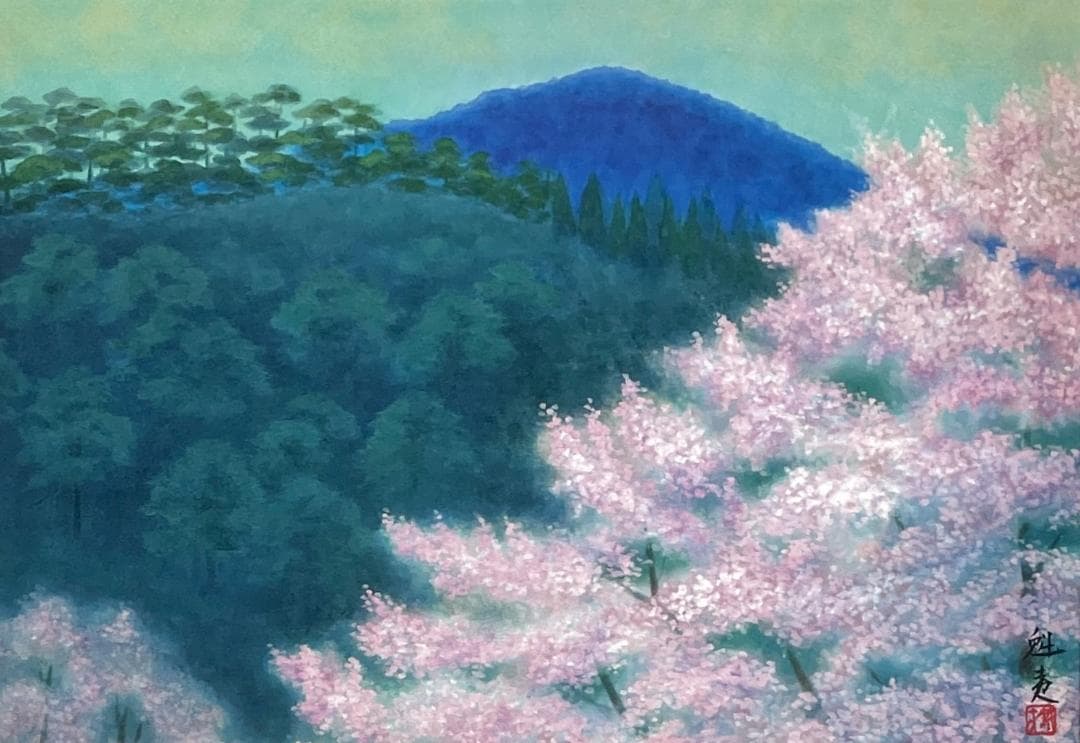 新品現品のみ】東山魁夷 『花薫る』複製画 ポスター額付 日本画 風景