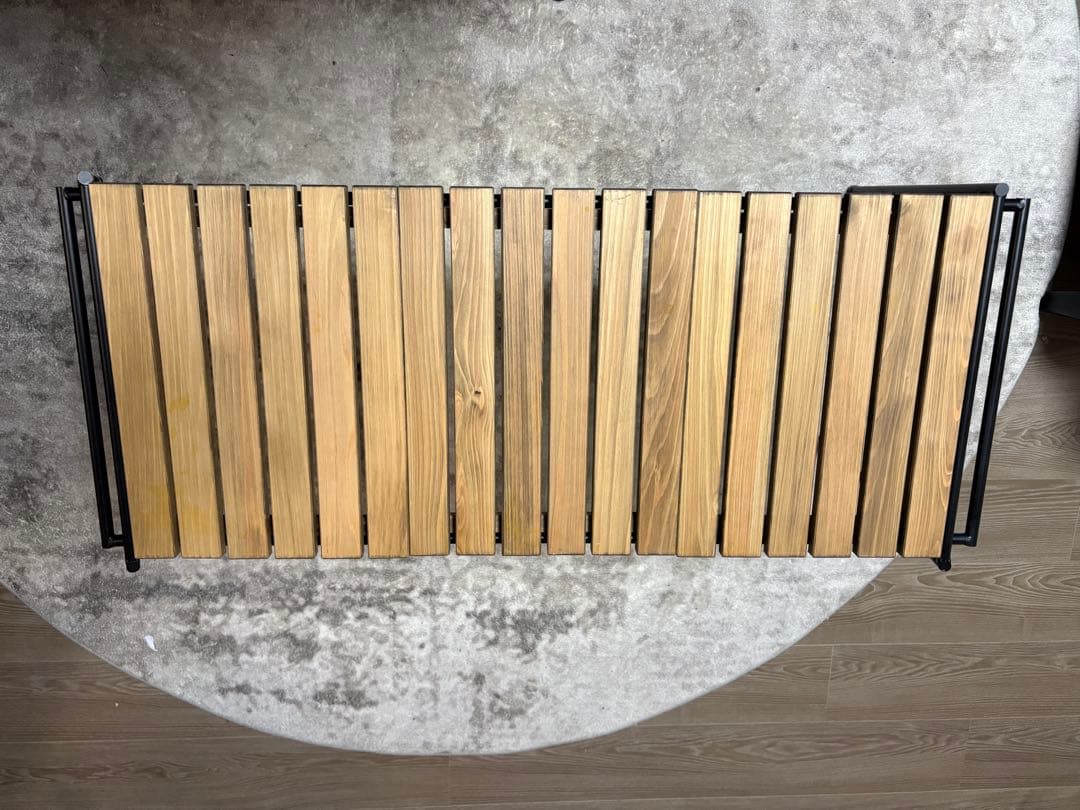 アイアン工房 アウトドアテーブル 木製スラットデザイン アウトドア